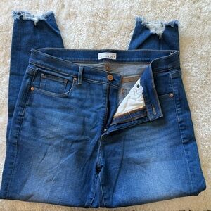 LOFT Blue Ankle Frayed-Hem Skinny Jeans